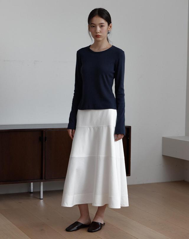 38컴온커먼 Pure Tiered Midi Skirts (White) 착용컷