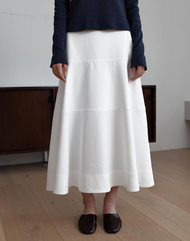 38컴온커먼 Pure Tiered Midi Skirts (White) 착용컷