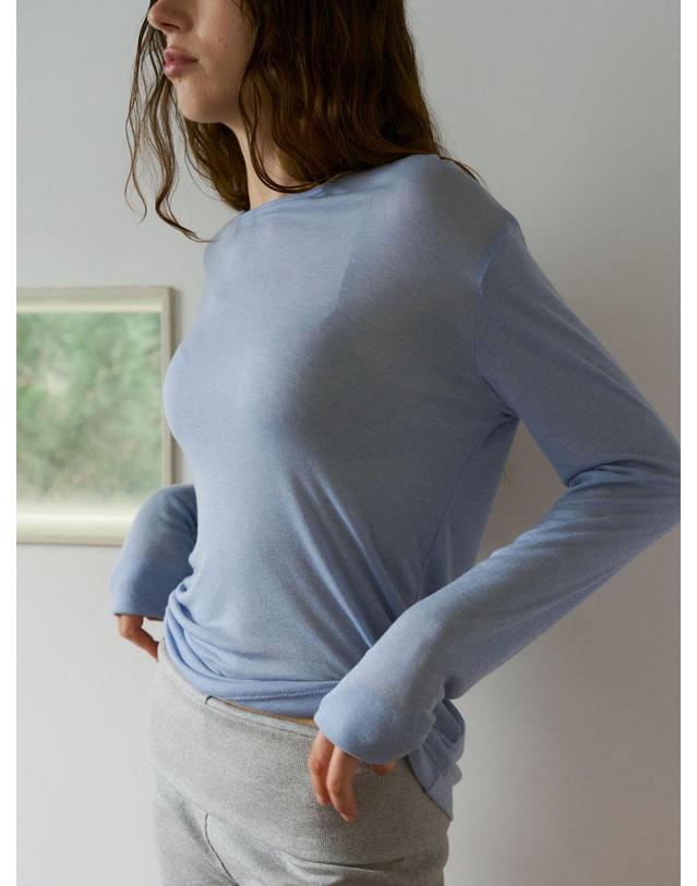 38컴온커먼 [16차] Sheer Touch Long Sleeve (Sky Blue) 블루 착용컷