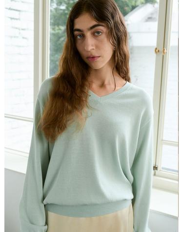 [1차] Regular Cotton V-Neck Knit (Mint)