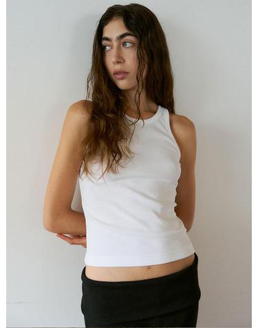 Slim Rib Cotton Sleeveless (White)