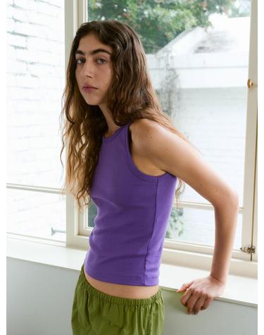 Slim Rib Cotton Sleeveless (Purple)