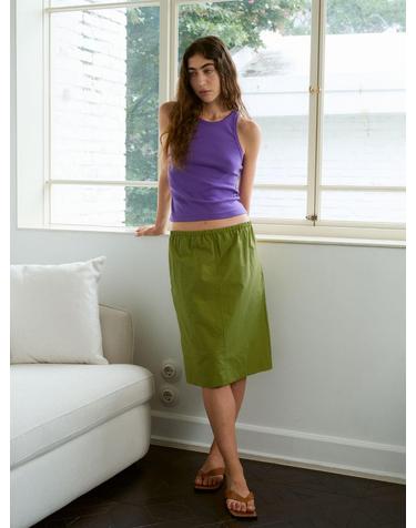 [1차] Nylon Drawstring Banding Skirts (Olive)