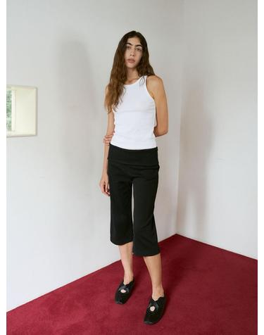 Rib Knit Capri Pants (Black)