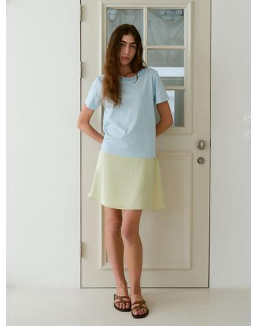 Satin Flared Mini Skirts (Lime)