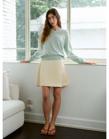 Satin Flared Mini Skirts (Lemon)