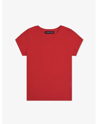 Cap Sleeve Slim T-Shirts (Red)