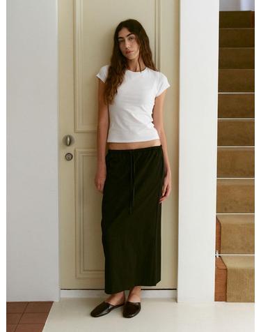 Straight Long Banding Skirts (Black)