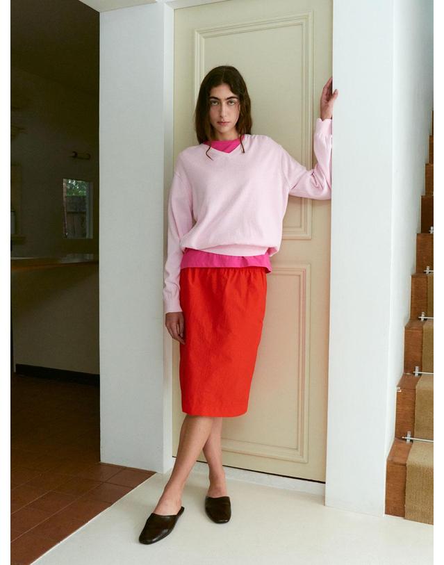 38컴온커먼 [1차] Nylon Drawstring Banding Skirts (Red) 레드 착용컷