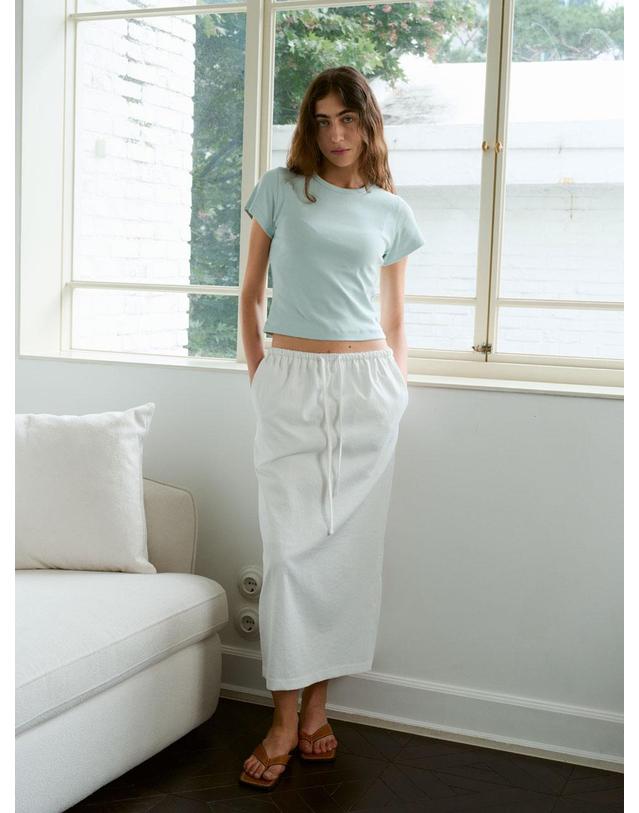 38컴온커먼 Straight Long Banding Skirts (White) 화이트 착용컷