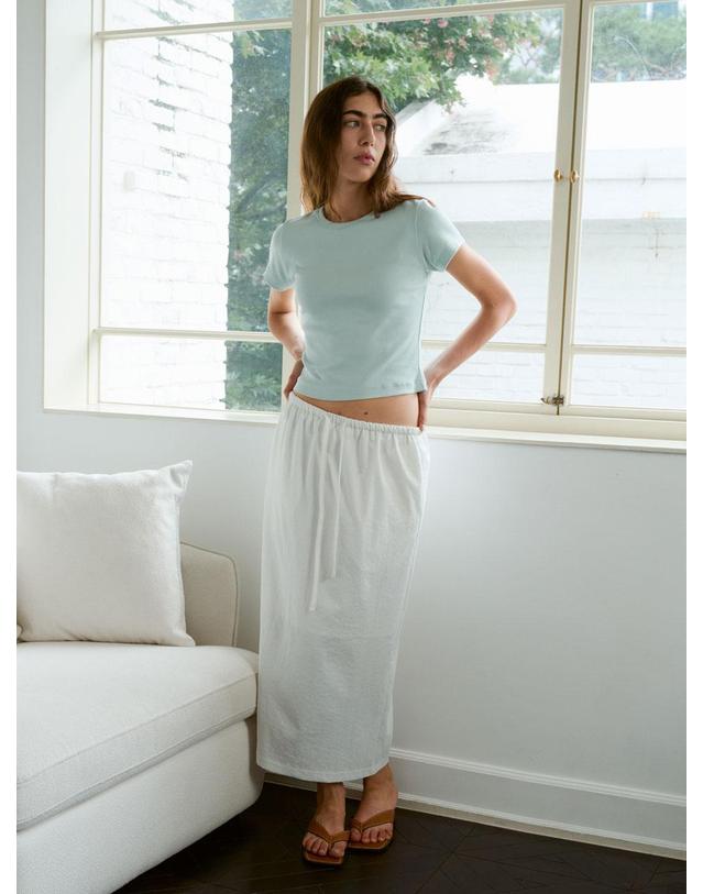 38컴온커먼 Straight Long Banding Skirts (White) 화이트 착용컷