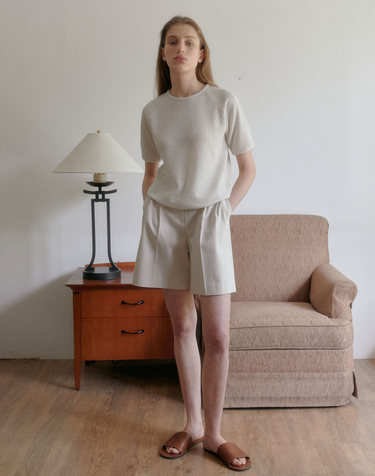 [13차 7/31 예약배송] Net Knit T-Shirts (Cream Melange)