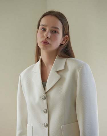 38컴온커먼 Collar Tweed Jacket (Ivory)