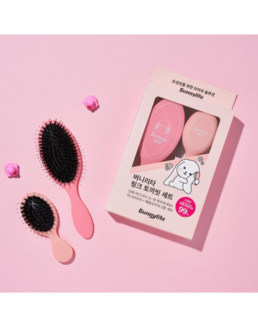 돈모브러쉬 헤어브러쉬 세트 파스텔핑크 머리빗 토끼빗
