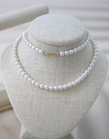 14K 진주 비드 목걸이 4mm