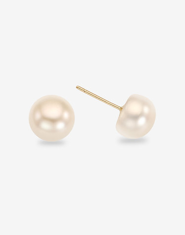 14K 납작 천연 담수 진주 귀걸이 6mm/7mm/8mm