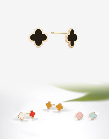 14K 에폭시 크로바 귀걸이 중 (6color)