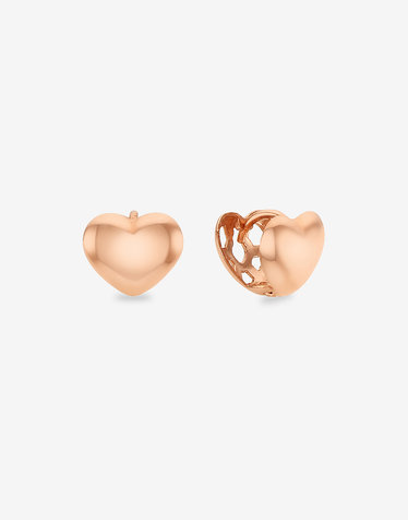 14K 볼륨 하트 원터치 귀걸이