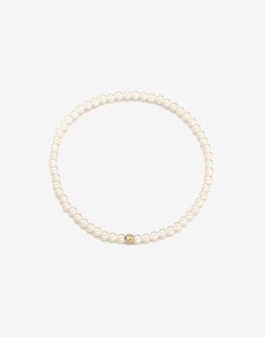 14K 진주 비드 6월 탄생석 컷팅 금볼 팔찌 3mm