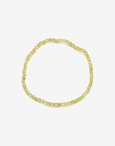 14K 천연 원석 페리도트 비드 8월 탄생석 컷팅 금볼 팔찌 3mm