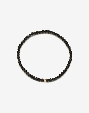 14K 천연 원석 오닉스 비드 컷팅 금볼 팔찌 3mm