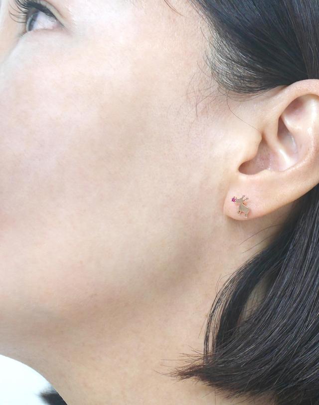 하리쥬얼리 14K/18K 루돌프 사슴 피어싱 착용컷
