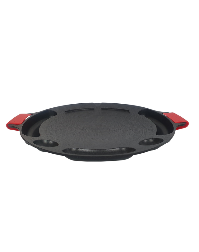 셰프라인 셰프라인 캠핑 블랙 IH 멀티 그리들팬 38CM + 실리콘 핸들 세트 착용컷
