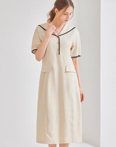 마린 카라 라인 린넨 원피스_M5M1OP3390
