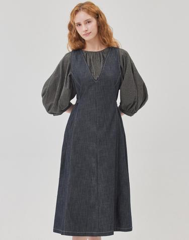 사이드 비조 슬리브리스 데님 원피스 M5F1OP3020