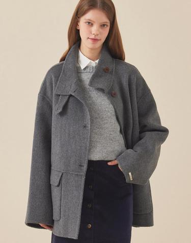 하이넥 울 핸드메이드 하프 코트_M5W1CT1521