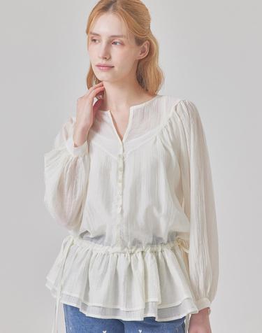 로우 웨이스트 시어 블라우스_M6S1BL5281