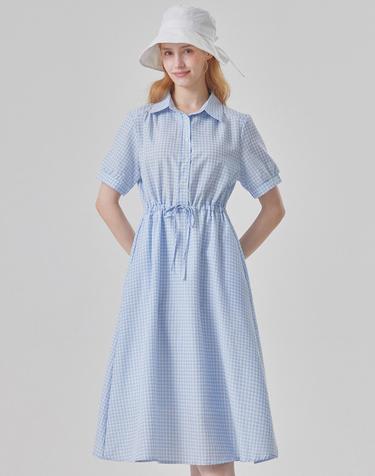 깅엄 체크 셔츠 원피스_M6M1OP3271