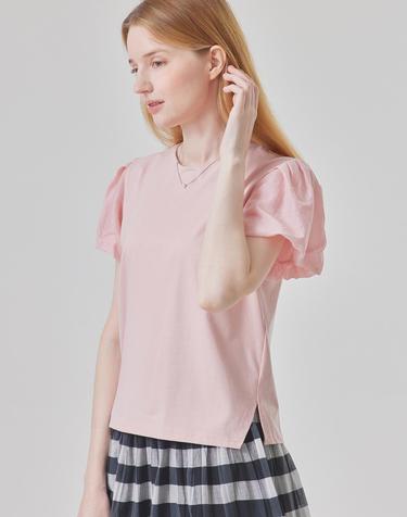 벌룬 슬리브 슬릿 티셔츠_M6M1TS6550