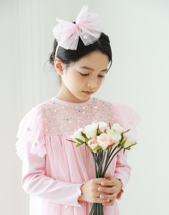 유니엘 샤베트 헤어밴드_핑크 착용컷