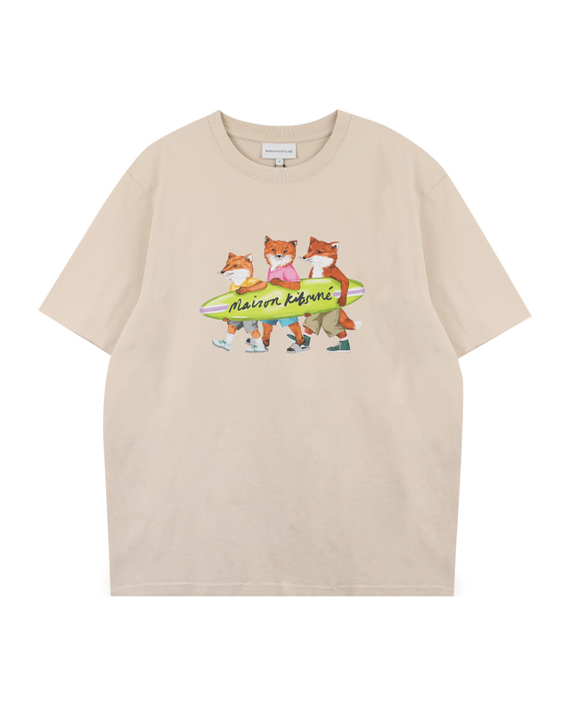 메종 키츠네 메종키츠네 서핑 폭스 남성 컴포트 반팔 티셔츠 MM00120-KJ0118-P205 착용컷