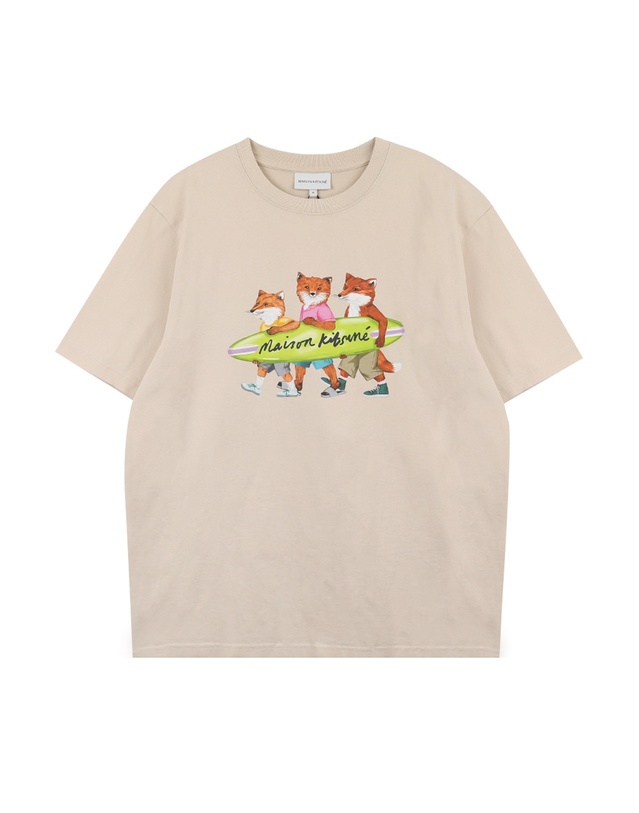 메종 키츠네 메종키츠네 서핑 폭스 남성 컴포트 반팔 티셔츠 MM00120-KJ0118-P205 착용컷