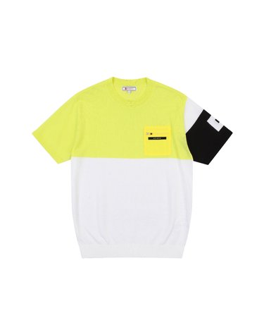 [온오프골프웨어] 남성 컬러블럭 라운드 반팔 스웨터 OF2703GA_YELLOW
