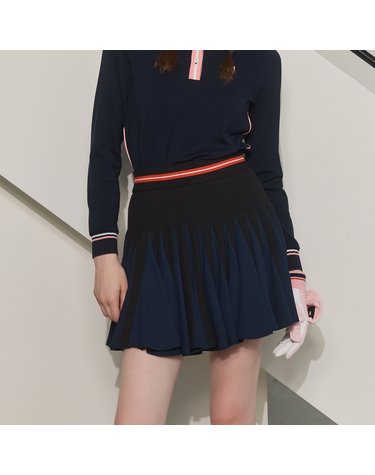 [온오프골프웨어] 여성 투톤 플레어 스커트 OF4013LB_NAVY