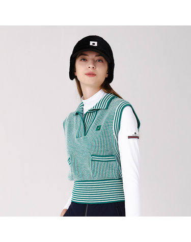 [온오프골프웨어] 여성 패턴 니트 베스트 OF2002LB_GREEN