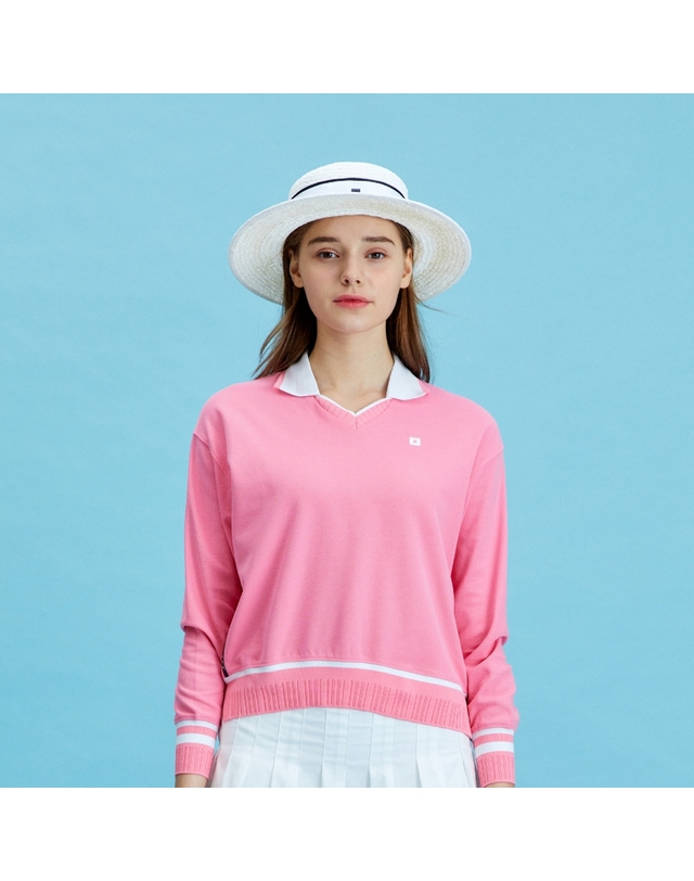 온오프 골프웨어 [온오프골프웨어] 여성 스카시 루즈핏 맨투맨 OF9003LA_PINK 착용컷