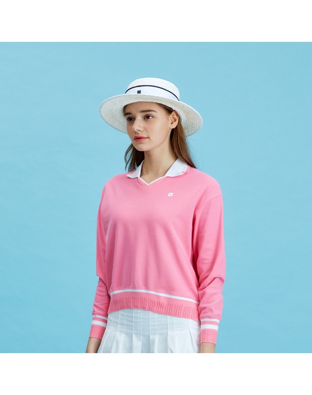 온오프 골프웨어 [온오프골프웨어] 여성 스카시 루즈핏 맨투맨 OF9003LA_PINK 착용컷