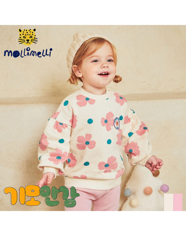 몰리멜리 굿소녀감성꽃기모티셔츠 착용컷