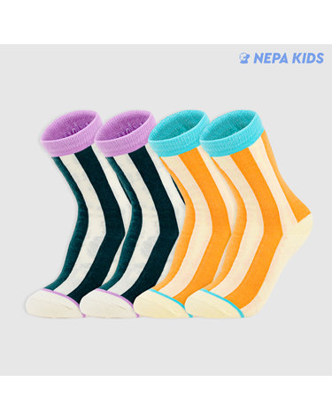 네파 키즈걸 볼드 스트라입 크루삭스 혼합 K 4팩 NPDGBCRK-WB4