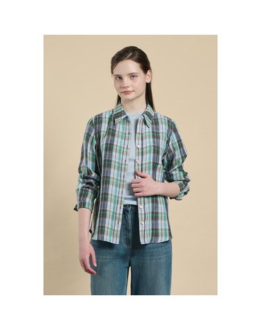 BCBG [갤러리아] [26S/M] 체크 린넨(마) 남방 (B6M3B405)