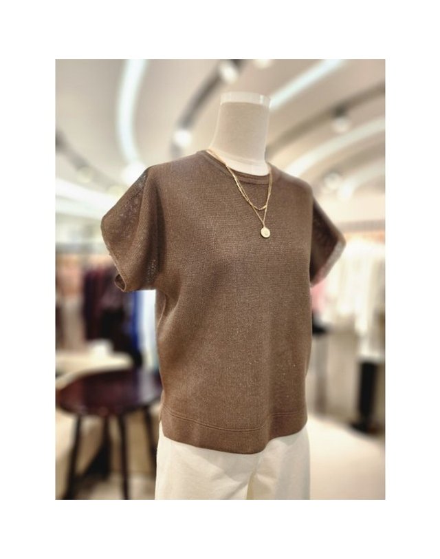 비씨비지 BCBG [갤러리아] [26S/M] 라운드 홀가먼트 니트 (B6M5K423) 착용컷