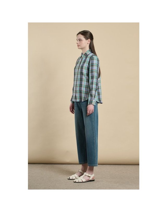 비씨비지 BCBG [갤러리아] [26S/M] 체크 린넨(마) 남방 (B6M3B405) 착용컷