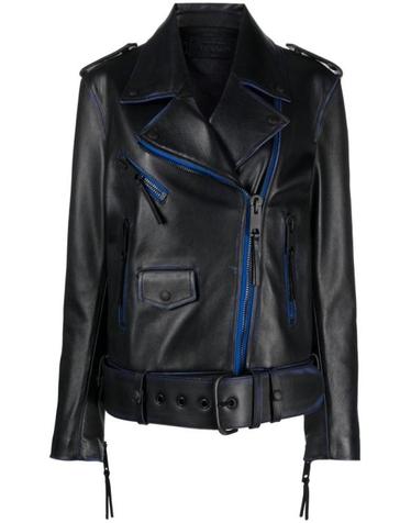[해외직구] 23FW 오프화이트 가죽 자켓 OWJG013F23LEA001 BLUE WHITE
