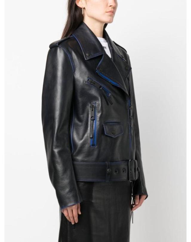 오프화이트 [해외직구] 23FW 오프화이트 가죽 자켓 OWJG013F23LEA001 BLUE WHITE 착용컷