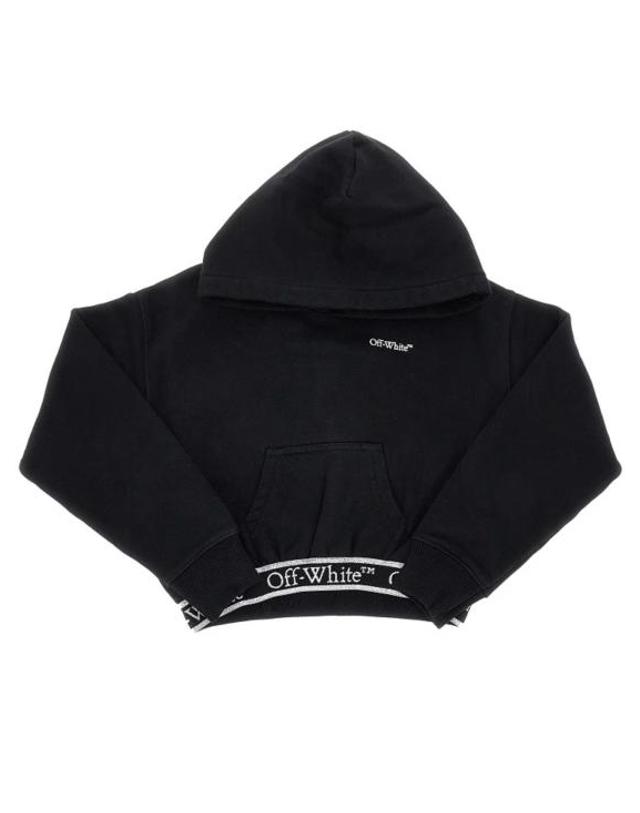 오프화이트 [해외직구] 25SS 주니어 오프화이트 니트 스웻셔츠 OGBB005C99FLE003 1001 BLACK WHITE 착용컷