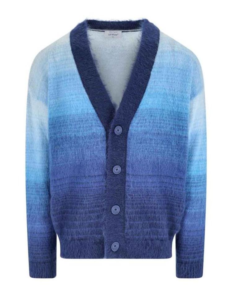 [해외] 25FW 오프화이트 브이넥 애로우 디테일 가디건 OMHB02MF25KNI0014649 Blue EBNMXX75288